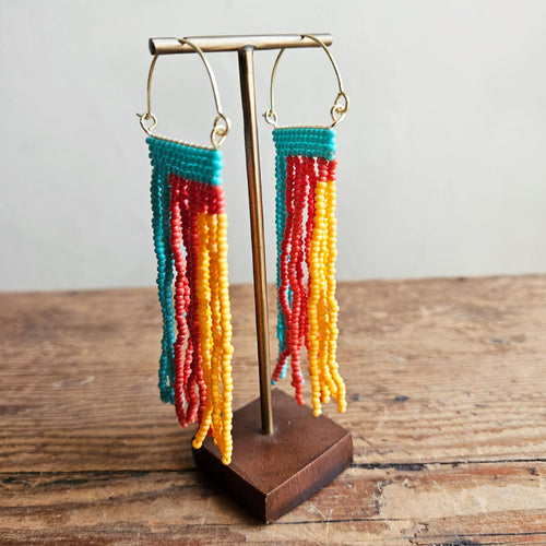 Bead Earrings - Aqua Sunset