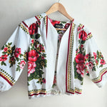 Bolero White with Red/Green Floral