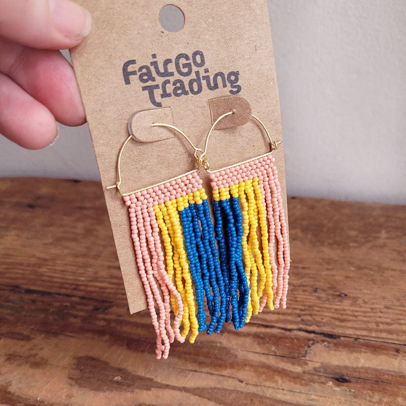 Beaded Hook Earrings fair Trade - Pastel