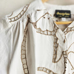 Bolero White and Brown Floral Embroidery