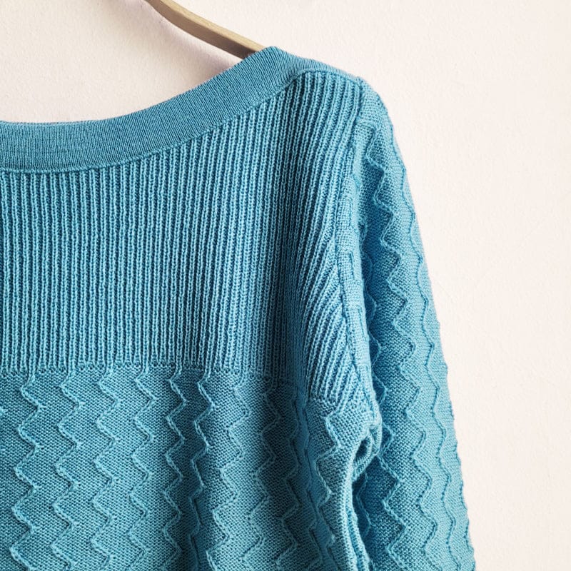 Merino Wool Boatneck ZigZag Powder Blue