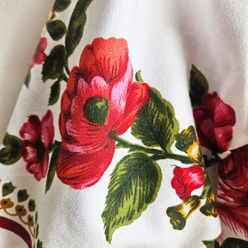 Bolero White with Red/Green Floral