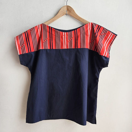 Navy Two Tone vintage Top Red Stripe RWB