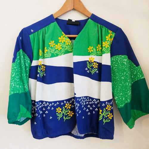 Bolero Blue/White/Green Stripe Floral