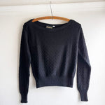 Boatneck Zig-Zag Jumper - Black Merino Wool