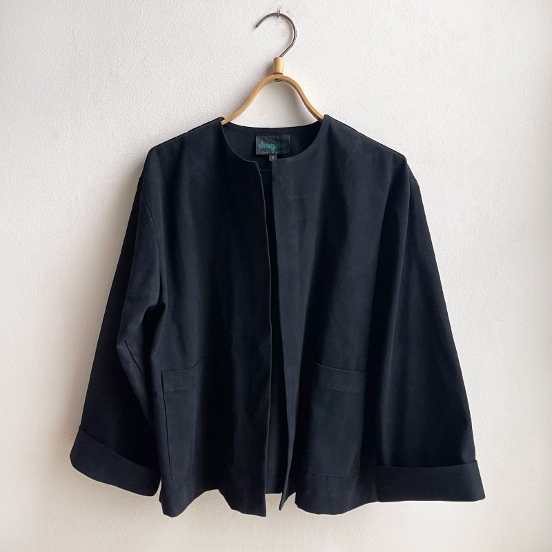 Boxy Jacket Black Cotton Drill