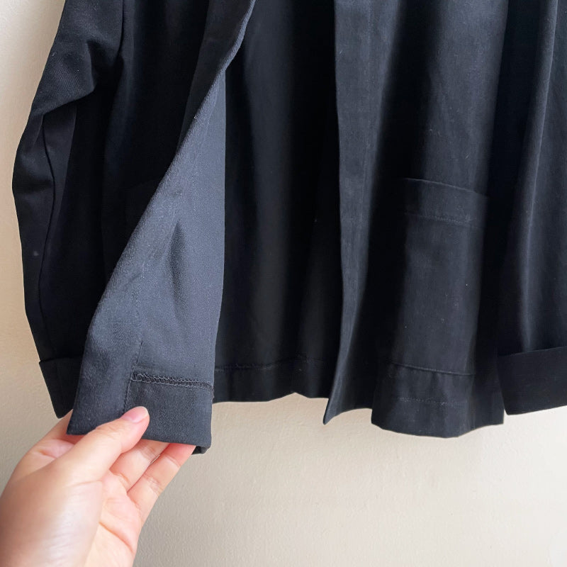 Boxy Jacket Black Cotton Drill