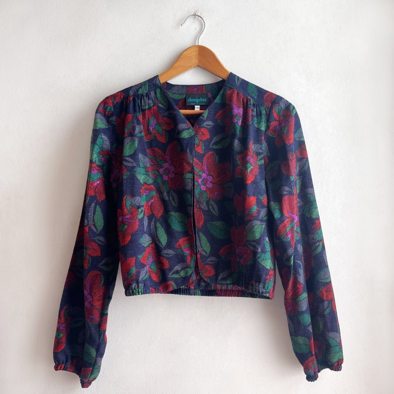 Long Sleeve Bolero Navy with Striped Floral