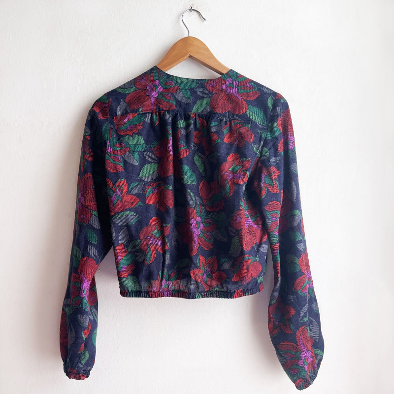 Long Sleeve Bolero Navy with Striped Floral