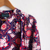 Long Sleeve Bolero Navy and Red Geometric Floral Cotton