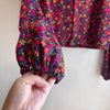 Long Sleeve Bolero Raspberry on Teal Floral Velveteen