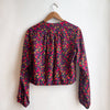 Long Sleeve Bolero Raspberry on Teal Floral Velveteen