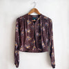 Long Sleeve Bolero 70s Chocolate Floral