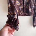 Long Sleeve Bolero 70s Chocolate Floral