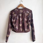 Long Sleeve Bolero 70s Chocolate Floral