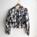 Long Sleeve Bolero Dark Brown with White Flowers