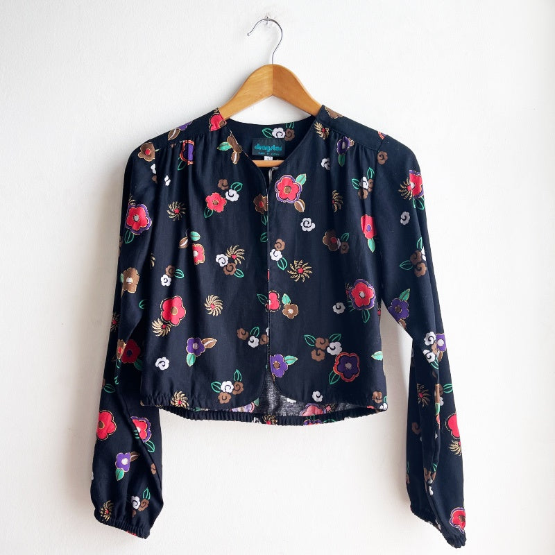 Long Sleeve Bolero Black with Floral One Off