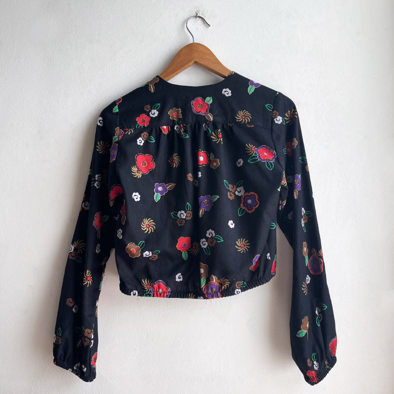 Long Sleeve Bolero Black with Floral One Off