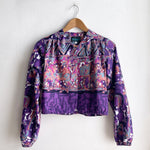 Long Sleeve Bolero Painterly Purple Cotton