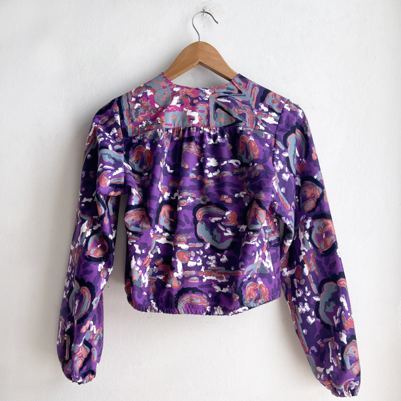 Long Sleeve Bolero Painterly Purple Cotton