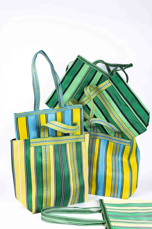 Recycled Plastic Tote Bag - Yellow Aqua