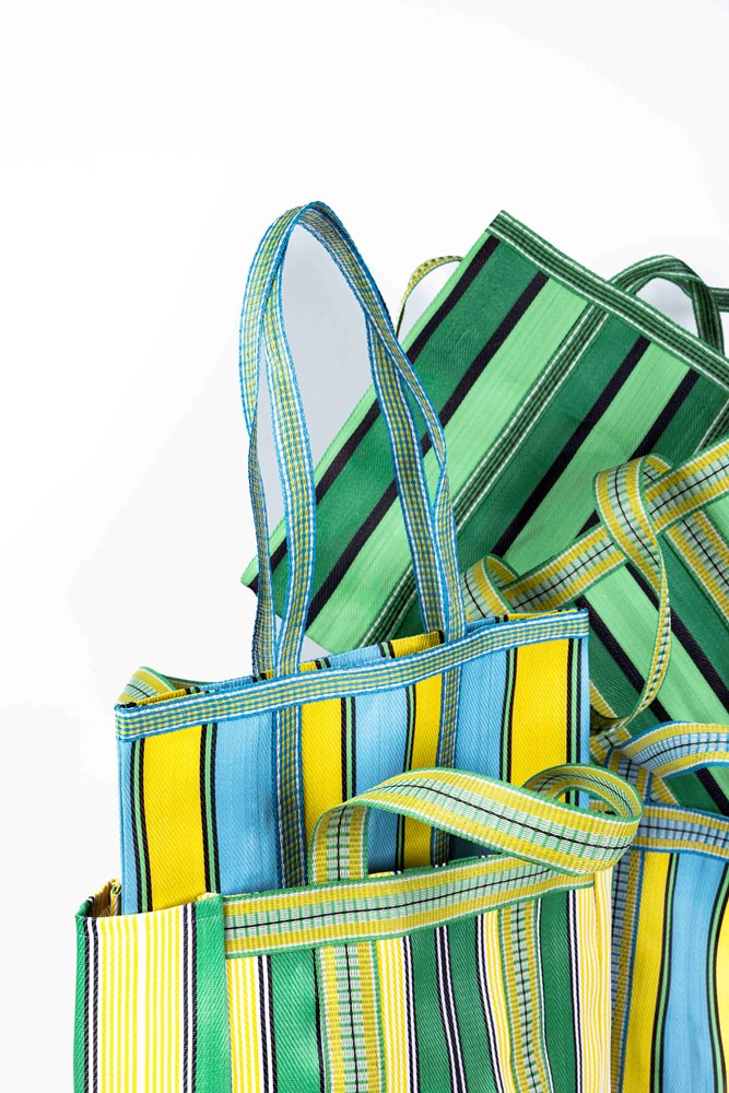 Recycled Plastic Tote Bag - Yellow Aqua