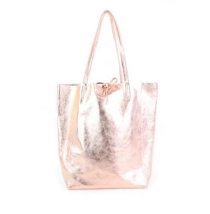 Maison Fanli Large Leather Tote - Metallic Rose