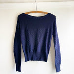 Boatneck Zig-Zag Jumper - Navy Merino Wool