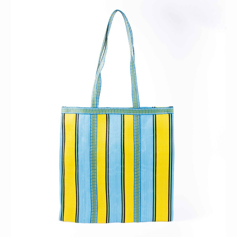 Recycled Plastic Tote Bag - Yellow Aqua