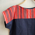 Navy Two Tone vintage Top Red Stripe RWB