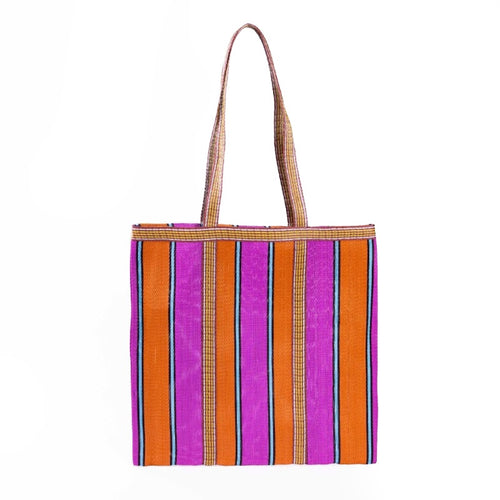 Recycled Plastic Tote Bag - Orange/Fuchsia