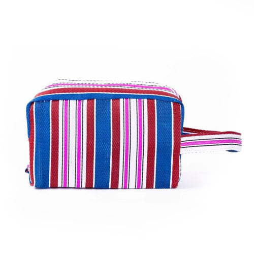 Recycled Plastic Toiletry Bag - Raspberry/Navy