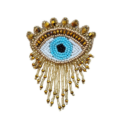 Beaded Brooch - Eye Gold