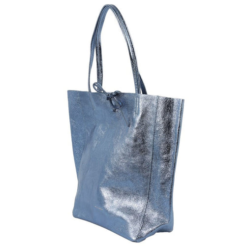 Maison Fanli Large Tote - Metallic Blue Jeans