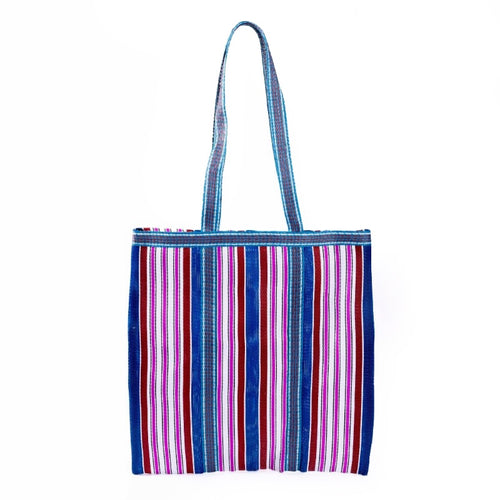 Recycled Plastic Tote Bag - Raspberry/Navy