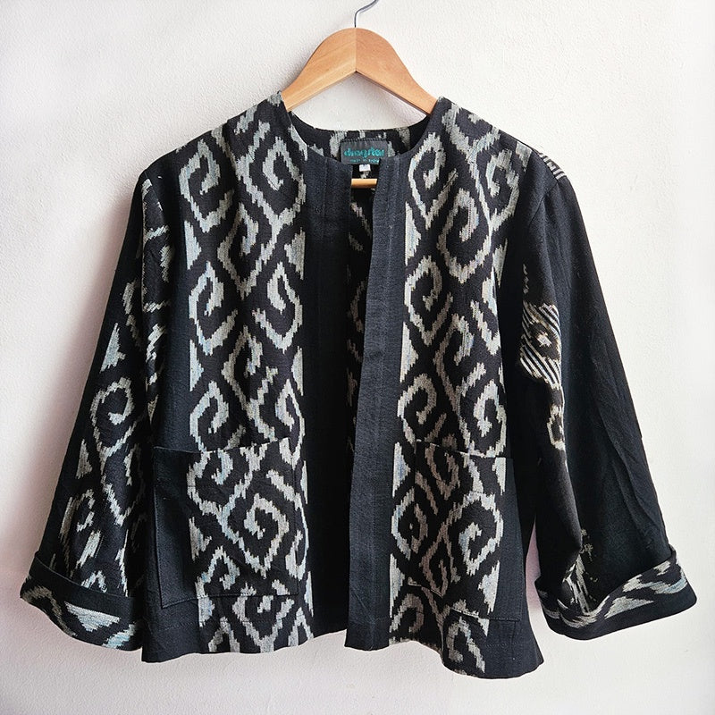 One off Boxy Jacket Ikat Black Medium