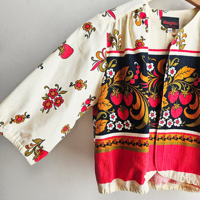 Bolero Cream/Black/Red with Fruits and Leaves