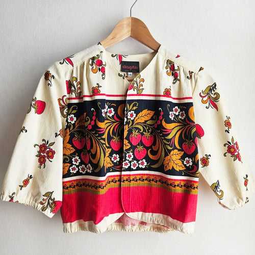 Bolero Cream/Black/Red with Fruits and Leaves