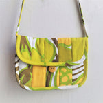 Vintage Fabric Quilted Shoulder Bag - Yellow/Green