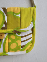 Vintage Fabric Quilted Shoulder Bag - Yellow/Green