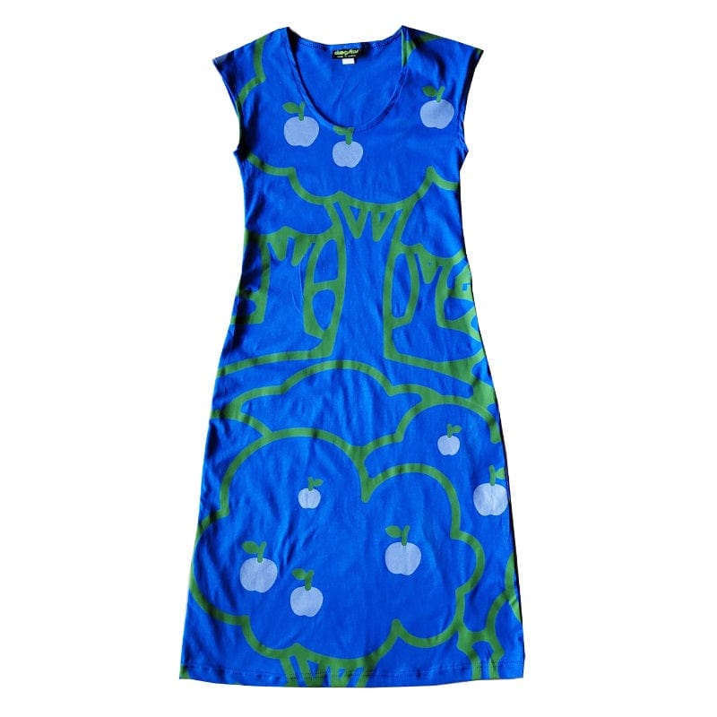 Dragstar Classic Jersey Dress Tshirt Dress - Apple Walk Blue Australian Made Womens ethical fashion Slow fashion made in Sydney Screen printed in Sydney made in Sydney Cotton Dress