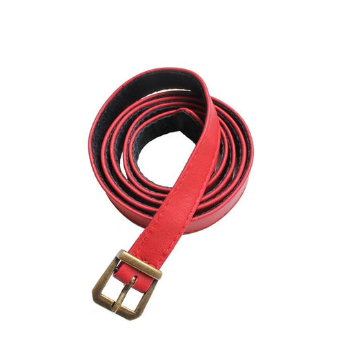 Leather Buckled Belt - Red