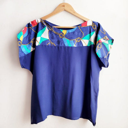 Silk Two Tone Vintage Nautical Top