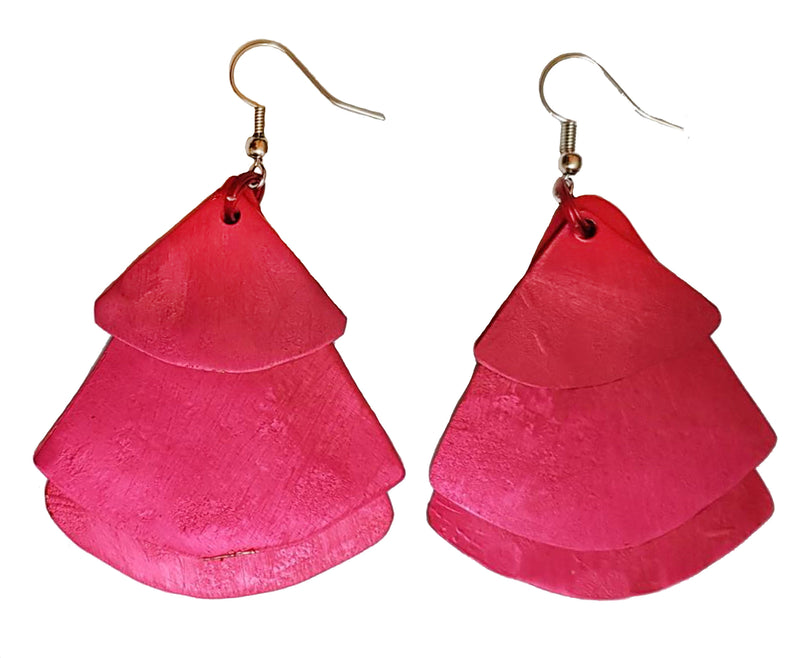 Monica Fan Earrings - Red