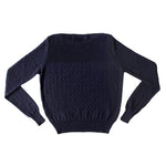 Boatneck Zig-Zag Jumper - Navy Merino Wool