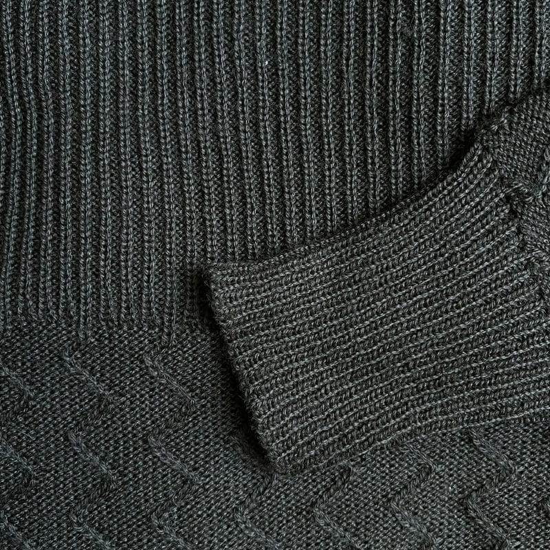 Boatneck Zig-Zag Jumper - Black Merino Wool