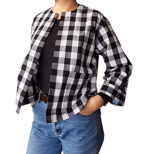 Dragstar Boxy Jacket - Black & White Check