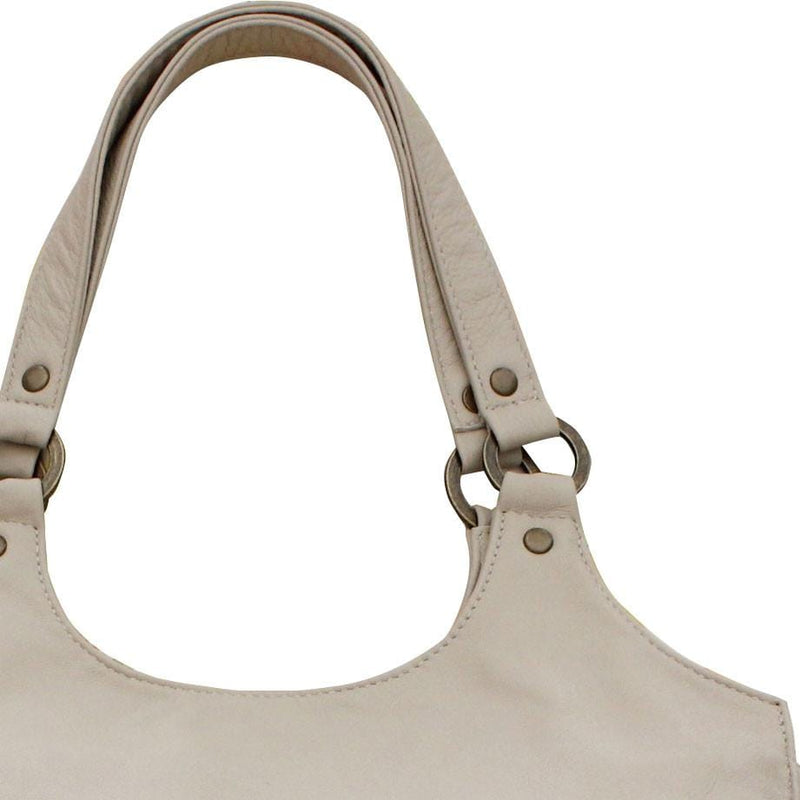 Leather Tote Bag - Beige